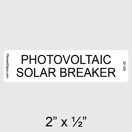 001-03 Photovoltaic Solar Breaker Label