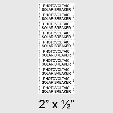 001-11 Photovoltaic Solar Breaker Label 10 Pack