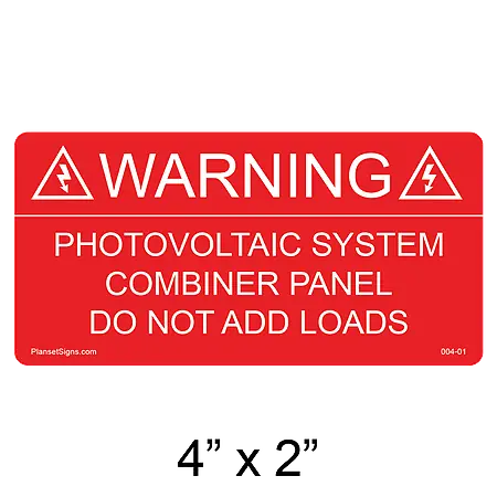 004-01 Solar Combiner Panel Label