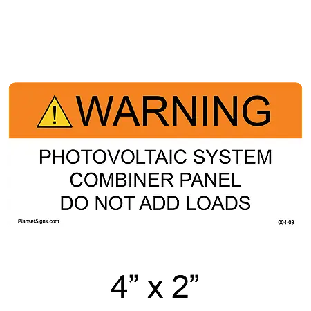 004-03 Solar Combiner Panel Label