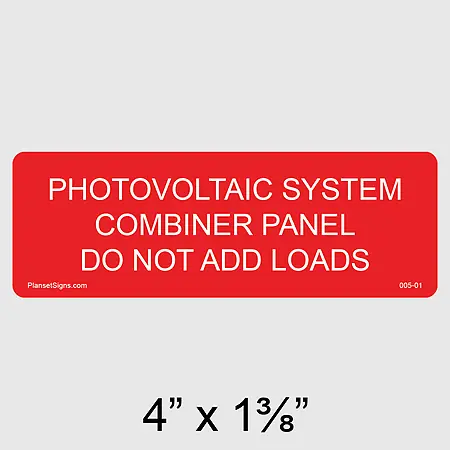 005-01 Solar Combiner Panel Label