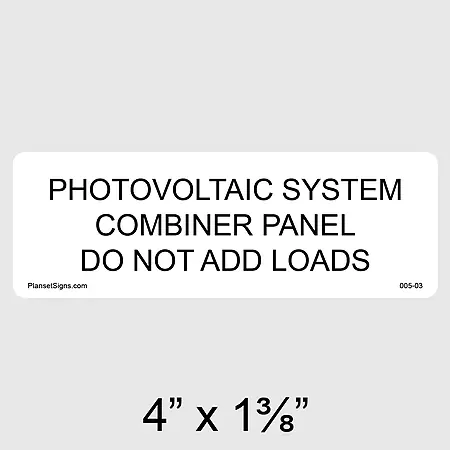 005-03 Solar Combiner Panel Label