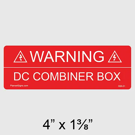 006-01 Solar DC Combiner Box Label