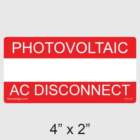 011-01 Photovoltaic AC Disconnect Write-In Label