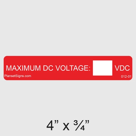 012-01 Maximum DC Voltage Write-In Label