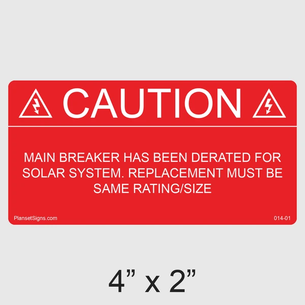 014-01 Main Breaker Derated Label