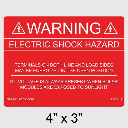 015-01 Electric Shock Hazard DC Voltage Label