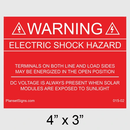 015-02 Electric Shock Hazard DC Voltage Placard
