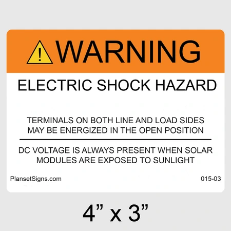 015-03 Electric Shock Hazard DC Voltage Label