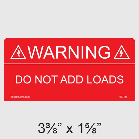 017-01 Warning Do Not Add Loads Label