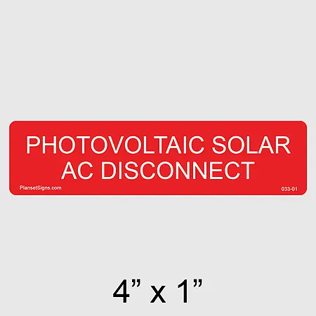 033-01 Solar AC Disconnect Label