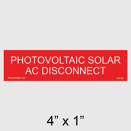 033-02 Solar AC Disconnect Placard