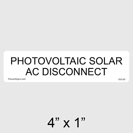 033-03 Solar AC Disconnect Label
