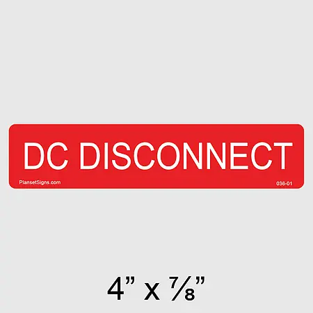 036-01 DC Disconnect Label