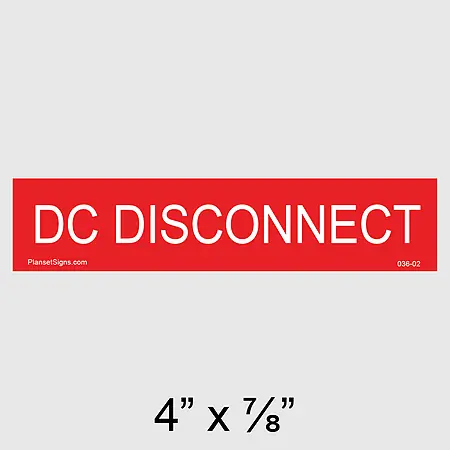 036-02 DC Disconnect Placard