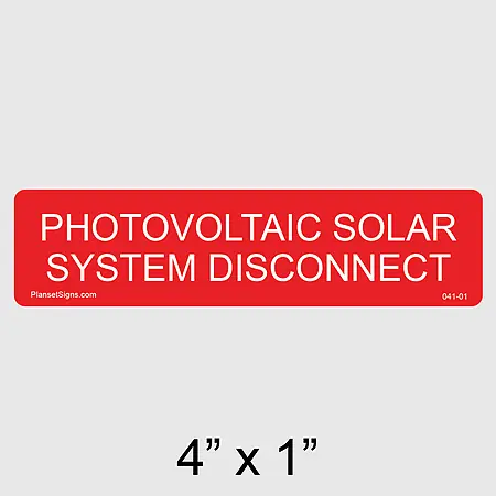 041-01 Solar System Disconnect Label