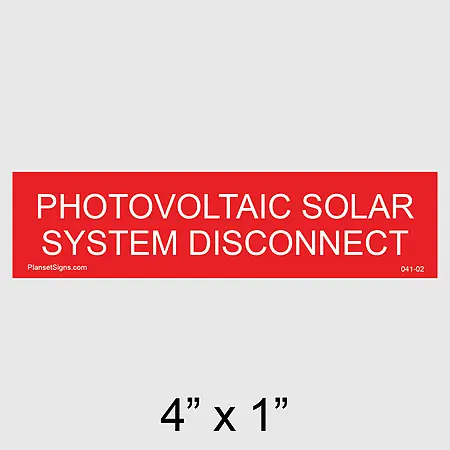 041-02 Solar System Disconnect Placard