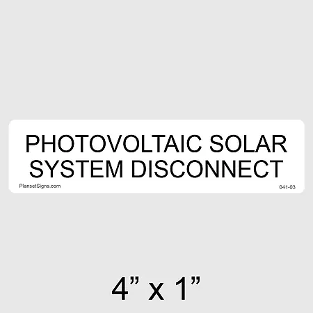 041-03 Solar System Disconnect Label