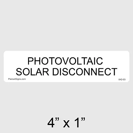042-03 Solar Disconnect Label