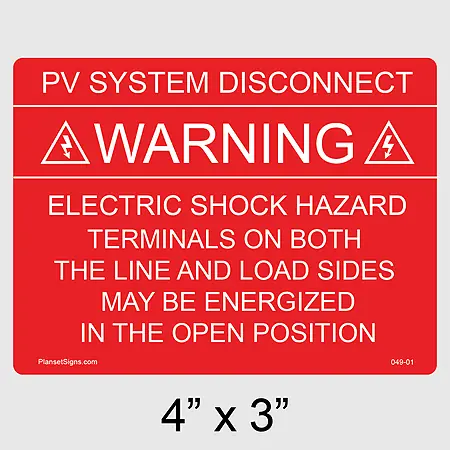 049-01 Solar Warning Label