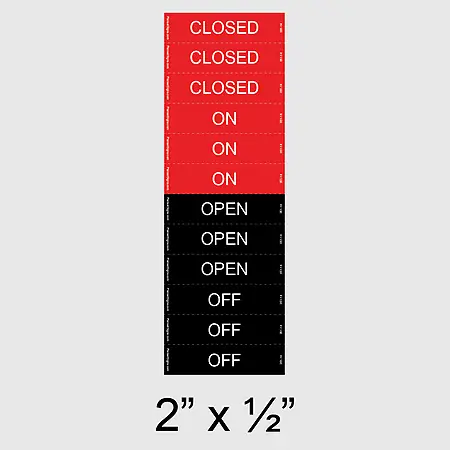 051-12 On, Closed, Off, Open Labels
