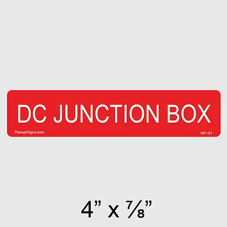 061-01 Solar DC Junction Box Label