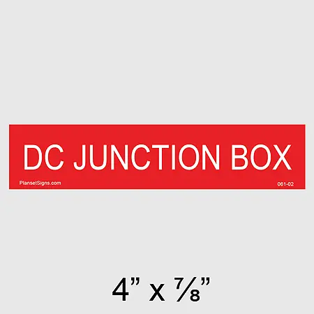 061-02 Solar DC Junction Box Placard