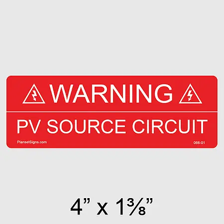 066-01 Solar Warning Source Circuit Label
