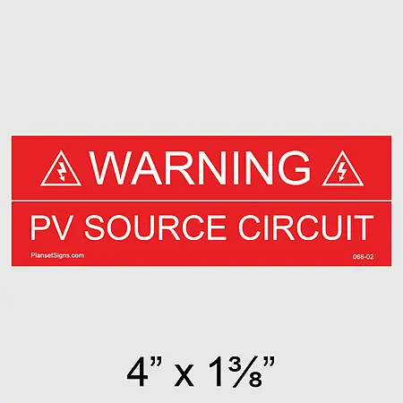 066-02 Solar Warning Source Circuit Placard