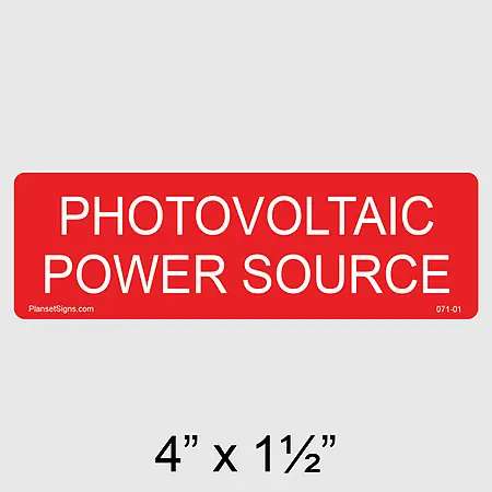 071-01 Photovoltaic Power Source Label