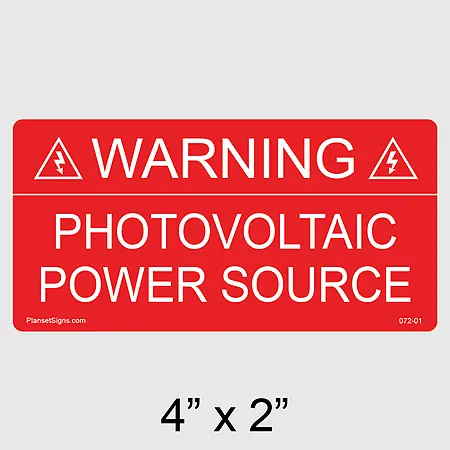 072-01 Warning: Photovoltaic Power Source Label