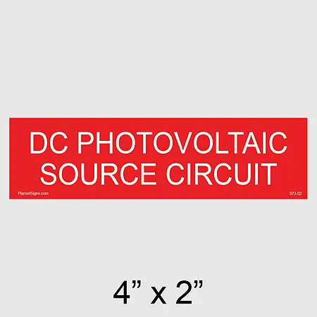 073-02 DC Photovoltaic Source Circuit Placard