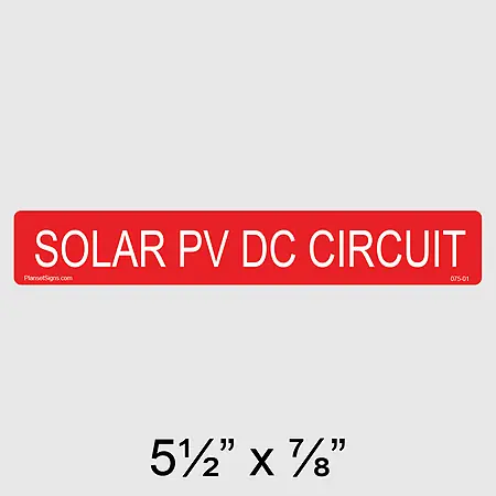 075-01 Solar PV DC Circuit Label