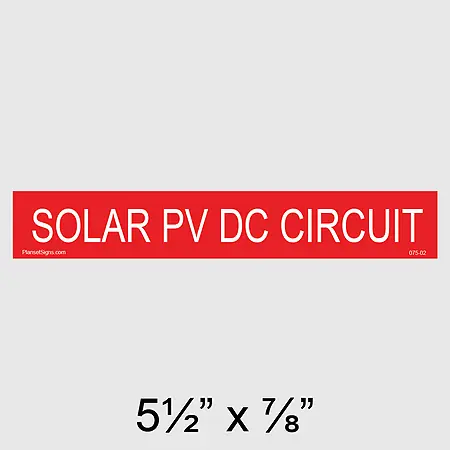 075-02 Solar PV DC Circuit Placard