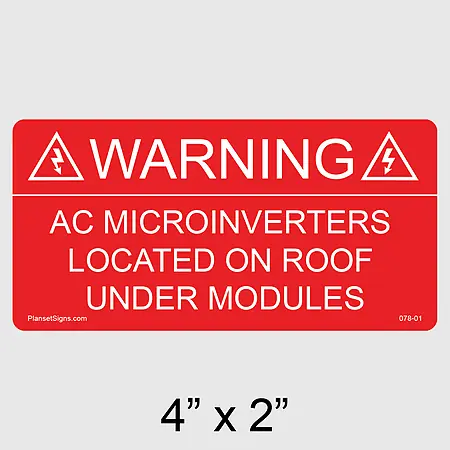 078-01 Solar Warning Label