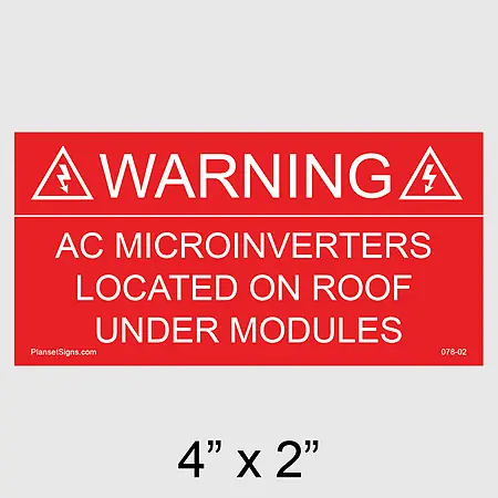 078-02 Solar Warning Placard