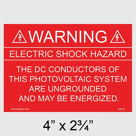 079-02 Solar Warning Placard