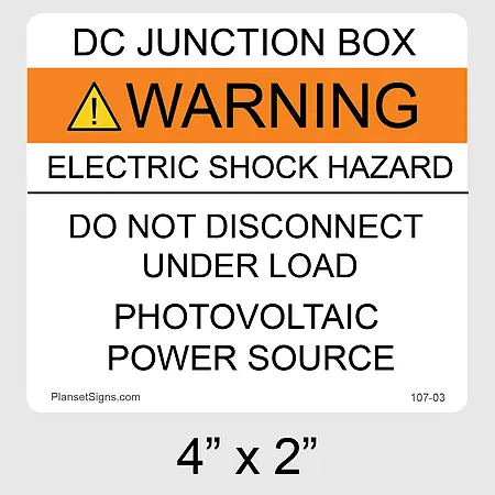 107-03 DC Junction Box Label