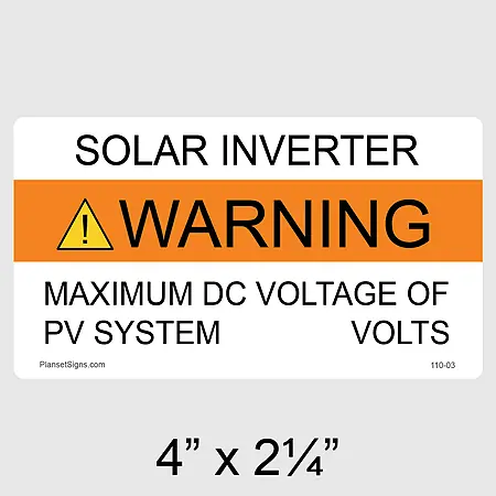 110-03 Solar Inverter Label