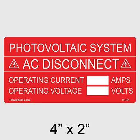 111-01 AC Disconnect Write-In Label