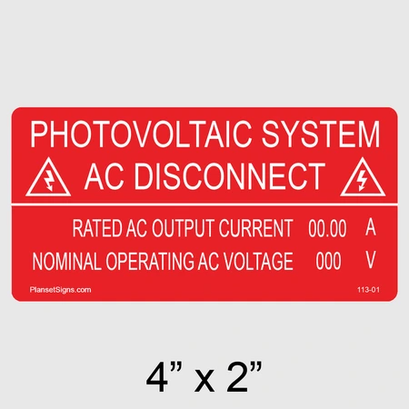 113-01 AC Disconnect Label