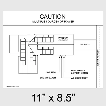 118-02 Solar Facility Map Placard (11" x 8.5") - White