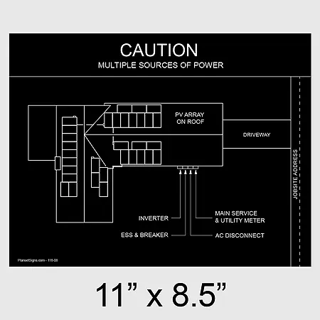 118-02 Solar Facility Map Placard (11" x 8.5") - Black
