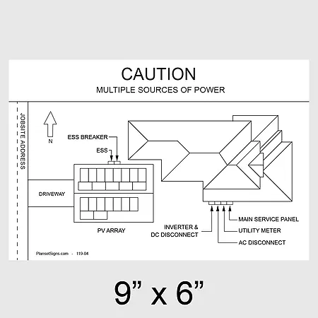 119-02 Solar Facility Map Placard (9" x 6") - White