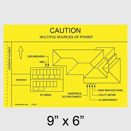 119-02 Solar Facility Map Placard (9" x 6") - Yellow