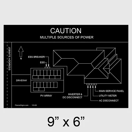 119-02 Solar Facility Map Placard (9" x 6") - Black