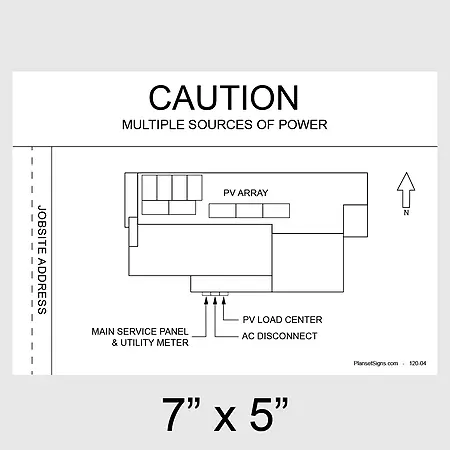 120-02 Solar Facility Map Placard (7" x 5") - White