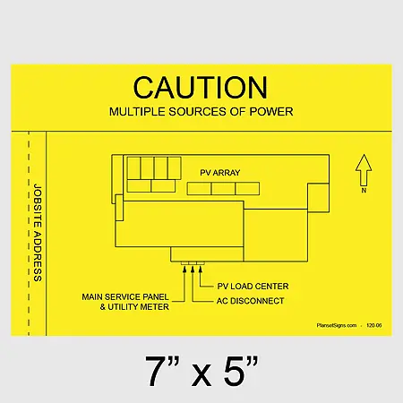 120-02 Solar Facility Map Placard (7" x 5") - Yellow