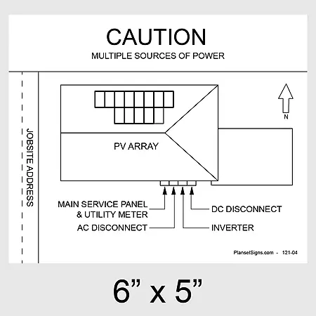 121-02 Solar Facility Map Placard (6" x 5") - White