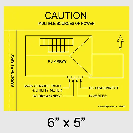 121-02 Solar Facility Map Placard (6" x 5") - Yellow